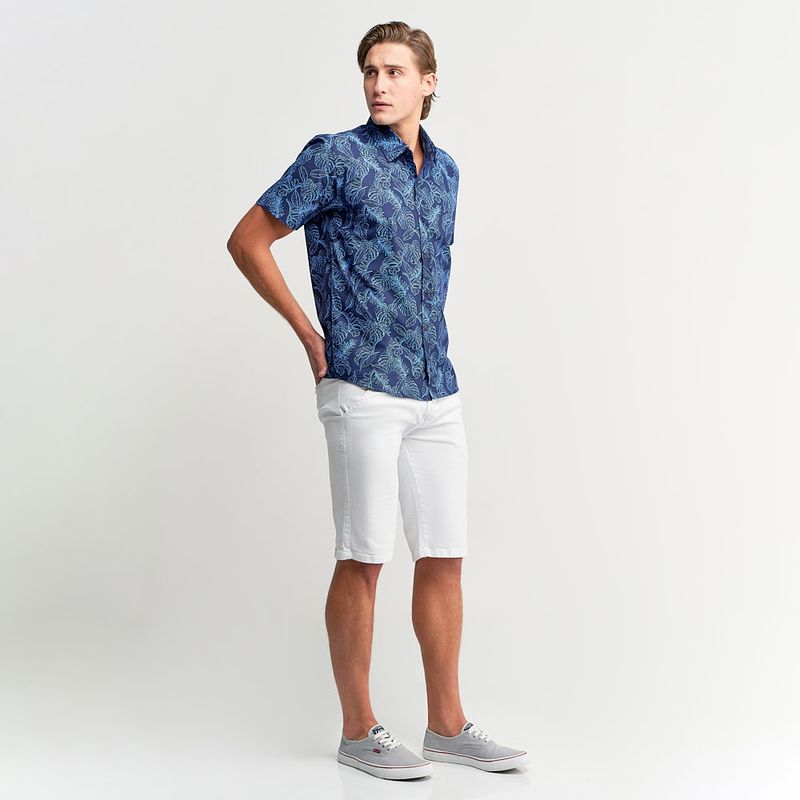 Camisa-Azul-Estampada-Manga-Curta