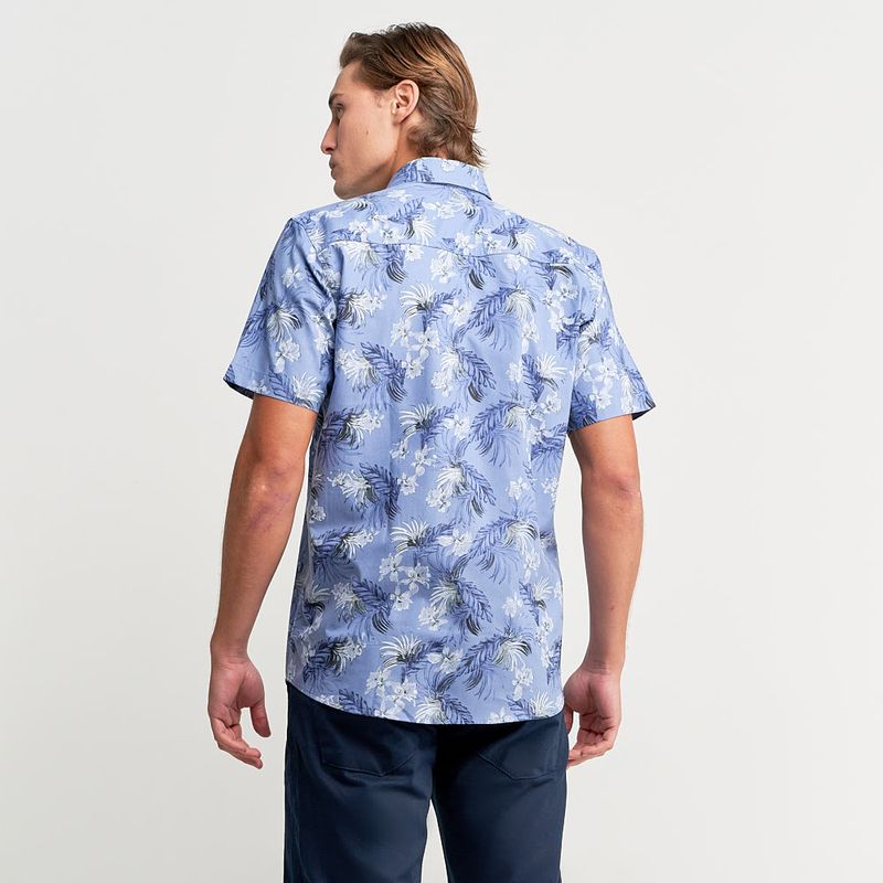 Camisa-Azul-Estampada-Manga-Curta
